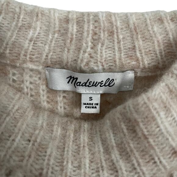 Madewell Belfiore Ribbed Pullover Sweater Wool Blend Oatmeal Tan Office Cabin S - Picture 3 of 9